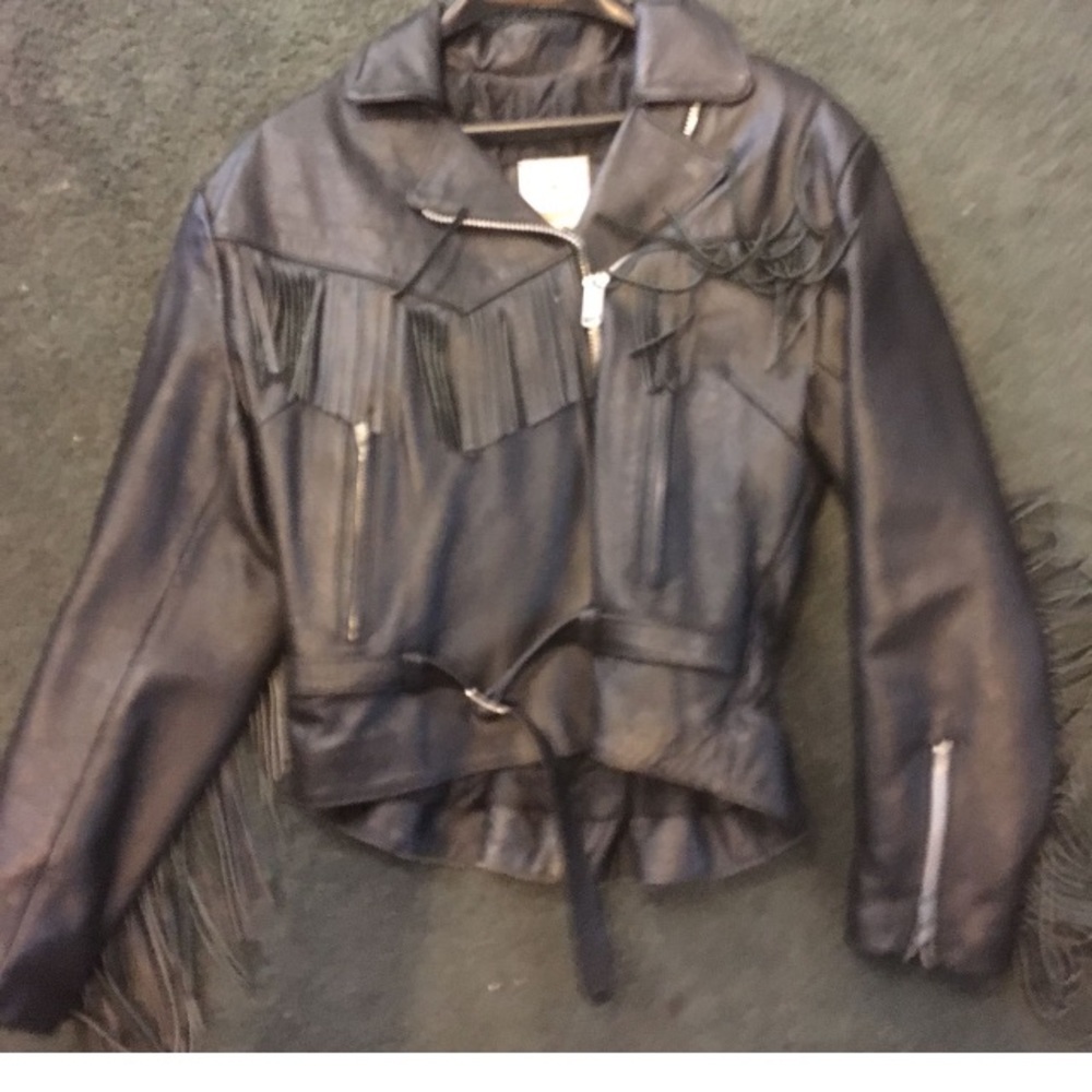 Leather fringe jacket